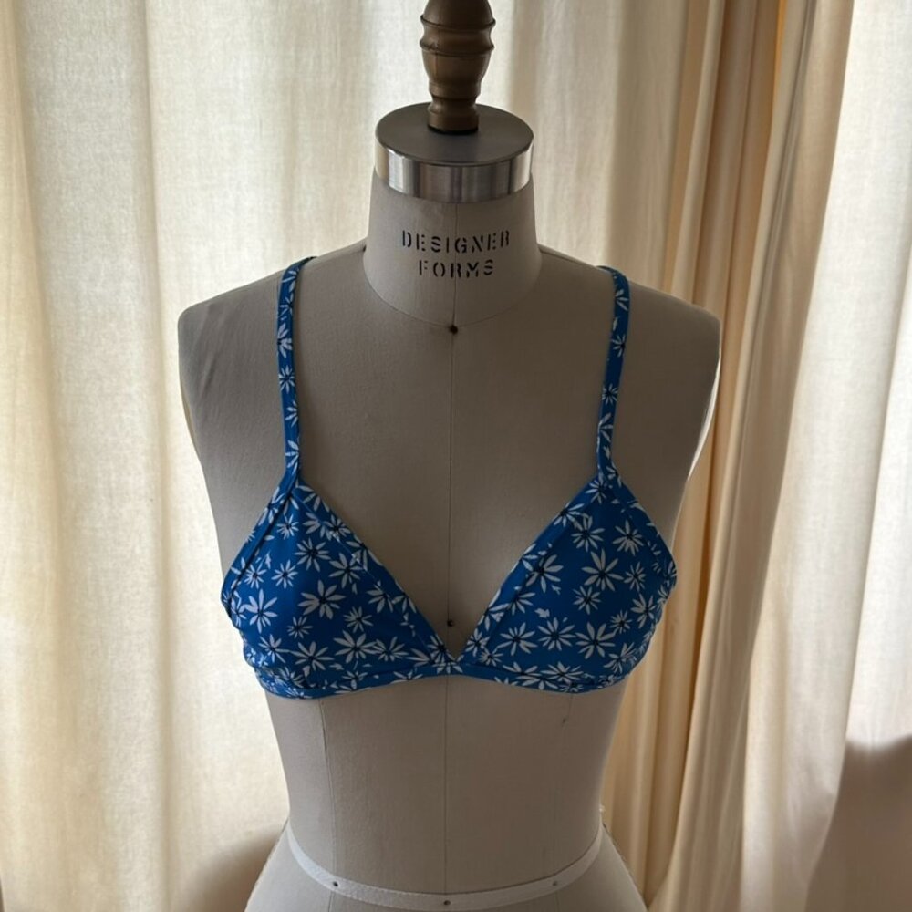 Jolyn Triangle Bikini in Blue Flower Print